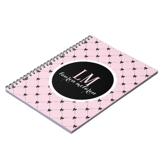 Carnet Pink & Black Bow Monogram Notebook (Côté gauche)