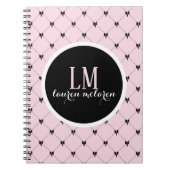 Carnet Pink & Black Bow Monogram Notebook (Devant)