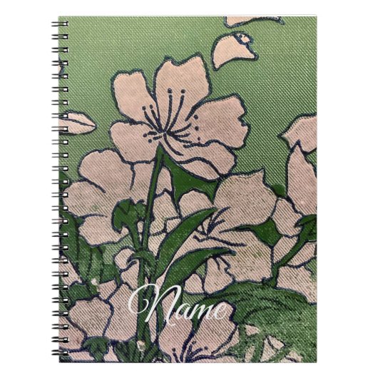 Carnet Pink Blossom Green  (Devant)