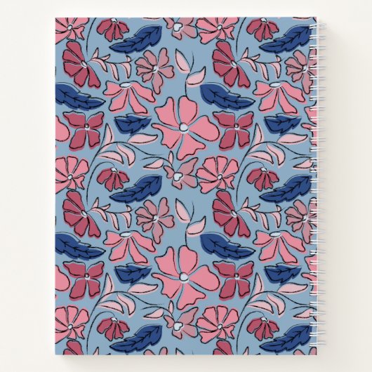 Carnet Pink & Blue Main Drawn Floral Block Print Recette (Dos)