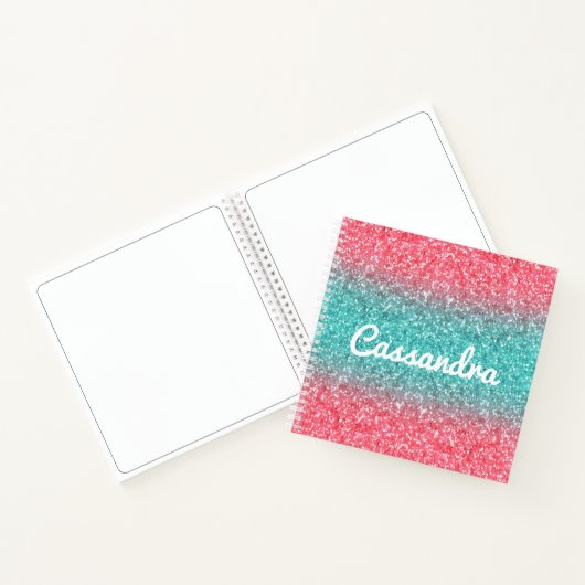 Carnet Pink Blue Ombre Parties scintillant Monogram Sketc (Intérieur)