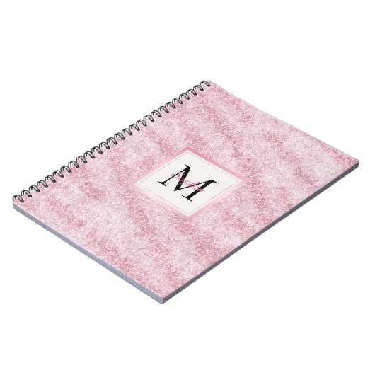 Carnet Pink Blush Glitter Monogram (Côté gauche)