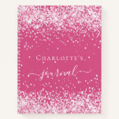 Carnet Pink blush parties scintillant nom de script journ (Devant)