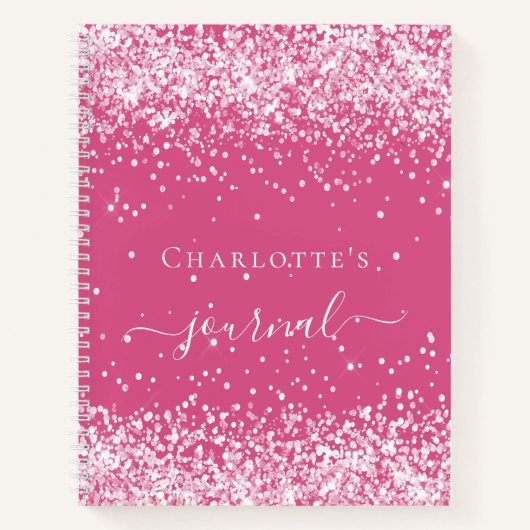 Carnet Pink blush parties scintillant nom de script journ (Devant)