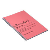 Carnet Pink Boss Lady Définition Nom Personnalisé Don Pou (Côté Droit)