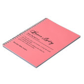 Carnet Pink Boss Lady Définition Nom Personnalisé Don Pou (Côté gauche)