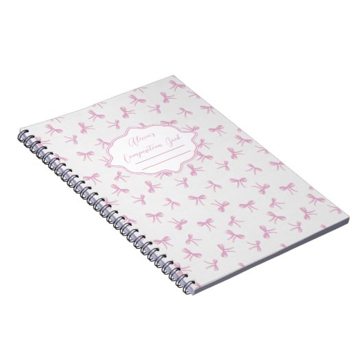 Carnet Pink bow Frilly Coquette Personalized Composition (Côté Droit)