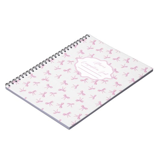 Carnet Pink bow Frilly Coquette Personalized Composition (Côté gauche)