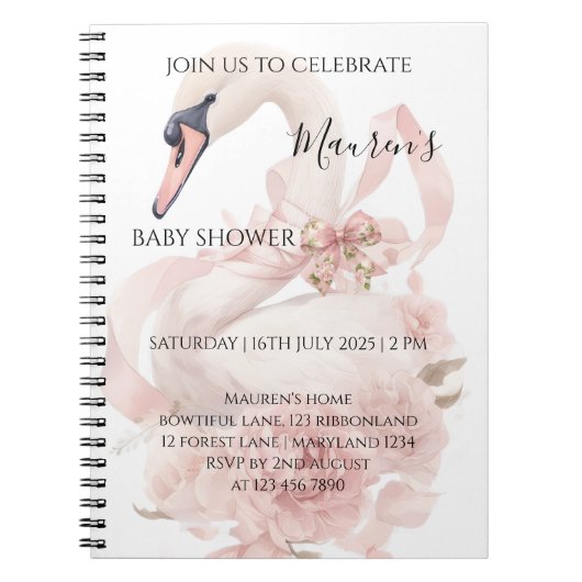 Carnet Pink Bow Girl Baby Shower (Devant)