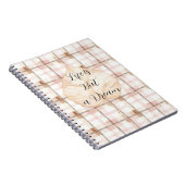 Carnet Pink Brown White Plaid Stripes Leaf (Côté Droit)