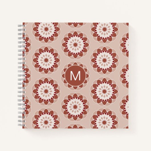 Carnet Pink Burgundy Floral Mandala Pattern Monogram (Devant)