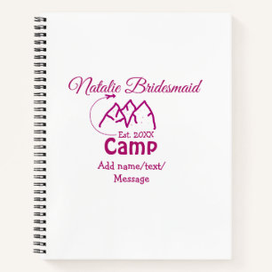 Carnet Pink camp bridesmaid ajouter nom date année bachel