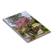 Carnet Pink Cherry Blossoms and Wooden Footbridge (Côté Droit)