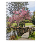 Carnet Pink Cherry Blossoms and Wooden Footbridge (Devant)