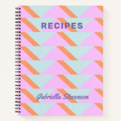 Carnet Pink clair Pastel Retro Geometry Custom Recette (Devant)