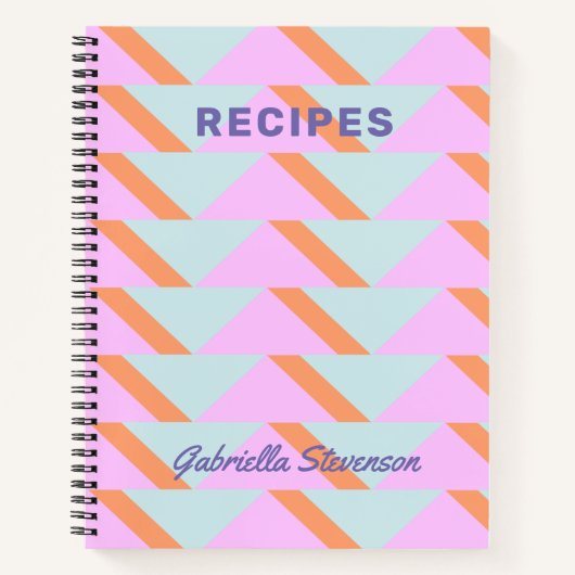 Carnet Pink clair Pastel Retro Geometry Custom Recette (Devant)