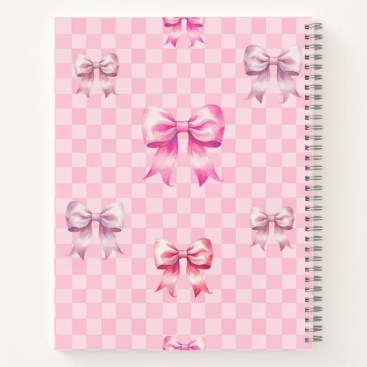 Carnet Pink Coquette Bow Checboard (Dos)