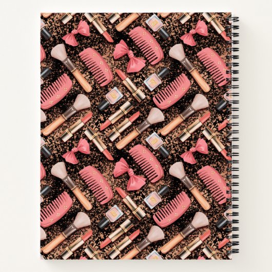 Carnet Pink Cosmetics Pattern Glitter  (Dos)