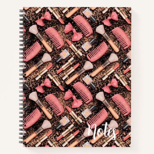 Carnet Pink Cosmetics Pattern Glitter  (Devant)