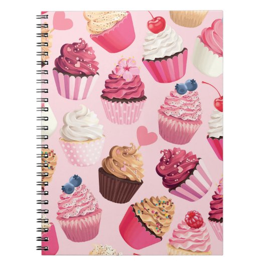 Carnet Pink Cupcakes Pastel : Motif Vintage. (Devant)