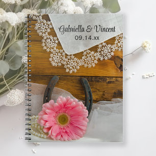 Carnet Pink Daisy et Lace Country Western Mariage
