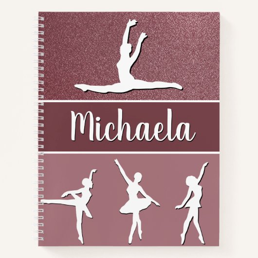 Carnet Pink Dance Ballerina Nom personnalisable Parties s (Devant)