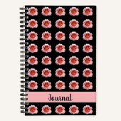 Carnet Pink Daylily Bloom sur le modèle floral noir (Recto)