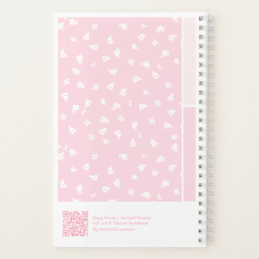 Carnet Pink Ditsy Floral Vertical Palette Notebook (Verso)