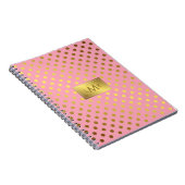 Carnet Pink Faux Gold Foil Pois Monogramme (Côté Droit)