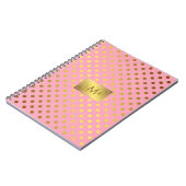 Carnet Pink Faux Gold Foil Pois Monogramme (Côté gauche)
