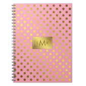 Carnet Pink Faux Gold Foil Pois Monogramme (Devant)