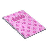 Carnet Pink Fleur De Lis Motif Nom Personnalisé (Côté Droit)