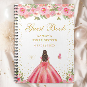 Carnet Pink Floral Brunette Hair Princess Sweet sixteen