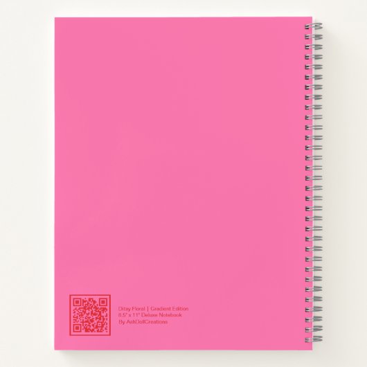 Carnet Pink Floral Gradient Spiral Notebook (Dos)