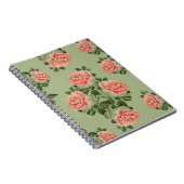 Carnet Pink Floral Pattern on Green Background | Seamless (Côté Droit)
