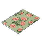 Carnet Pink Floral Pattern on Green Background | Seamless (Côté gauche)