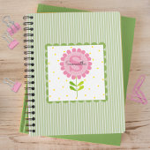 Carnet Pink Floral Stripes et Polka Dot Monogramme