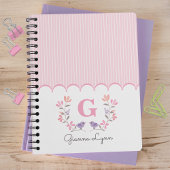 Carnet Pink Floral Stripes Monogramme