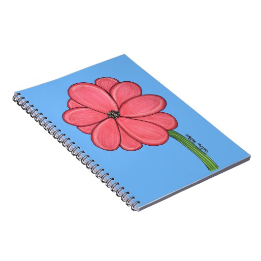 Carnet Pink Flower Full with Blue background (Côté Droit)