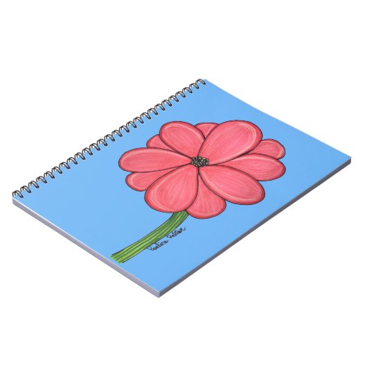 Carnet Pink Flower Full with Blue background (Côté gauche)