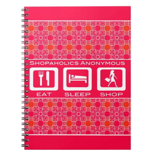 Carnet Pink Funny Shopaholic Eat Sleep Shop Award (Devant)