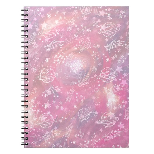 Carnet Pink Galaxy Constellations Planets Sky (Devant)