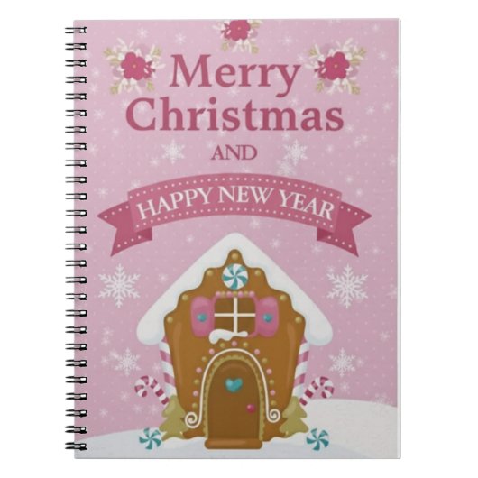 Carnet Pink Gingerbread House Merry Christmas Notebook (Devant)