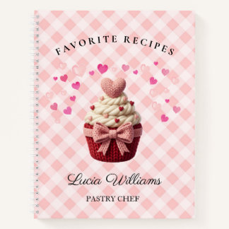 Carnet Pink Gingham Faux Crochet Cupcake Bakery
