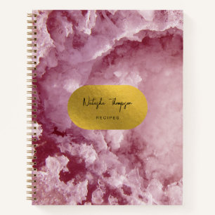 Carnet Pink Gold Foil Sea Crystals Signature Recette