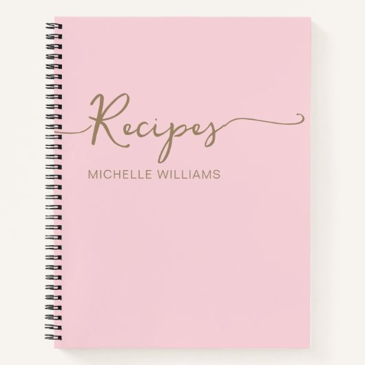 Carnet Pink Gold Monogramme Nom Signature Cookbook Recett (Devant)