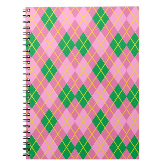 Carnet Pink & Green Argyle (Devant)