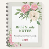 Carnet Pink Green Floral Bible Study Personalized (Devant)