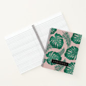 Carnet Pink & Green Palm Feuille Motif & nom (Intérieur)