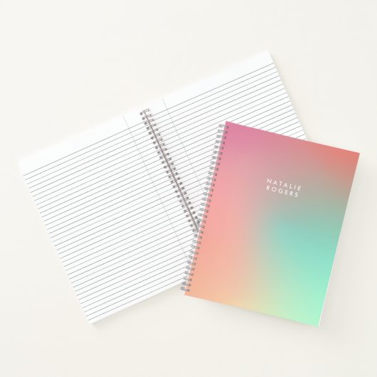 Carnet Pink Green Pastel Ombre Gradient Nom Abstrait (Intérieur)